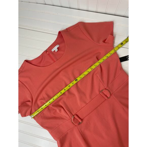 NWT New York and Company Peach Midi Sheath Dress Short Sleeve Office Size XXL - Picture 3 of 6